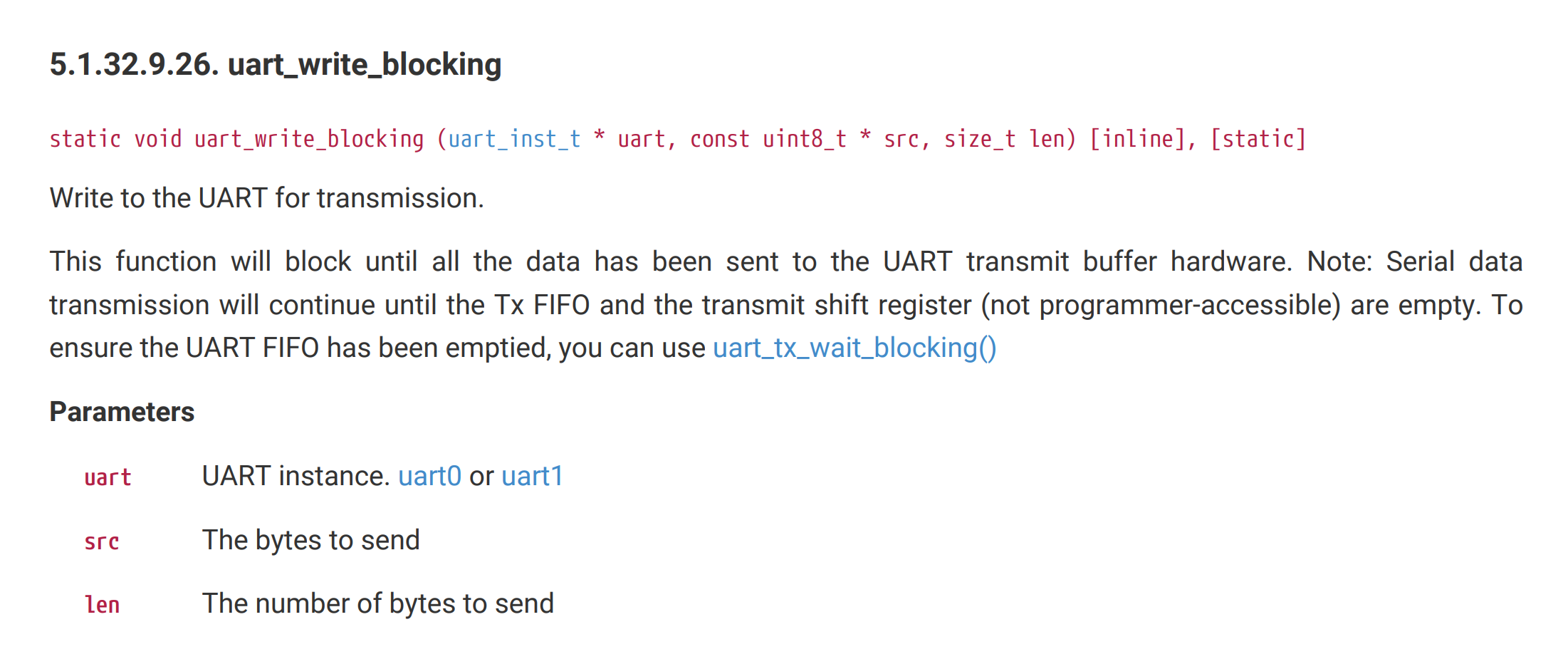 Pico SDK リファレンスの uart_write_blocking